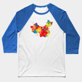 China Watercolor Map Painting Baseball T-Shirt